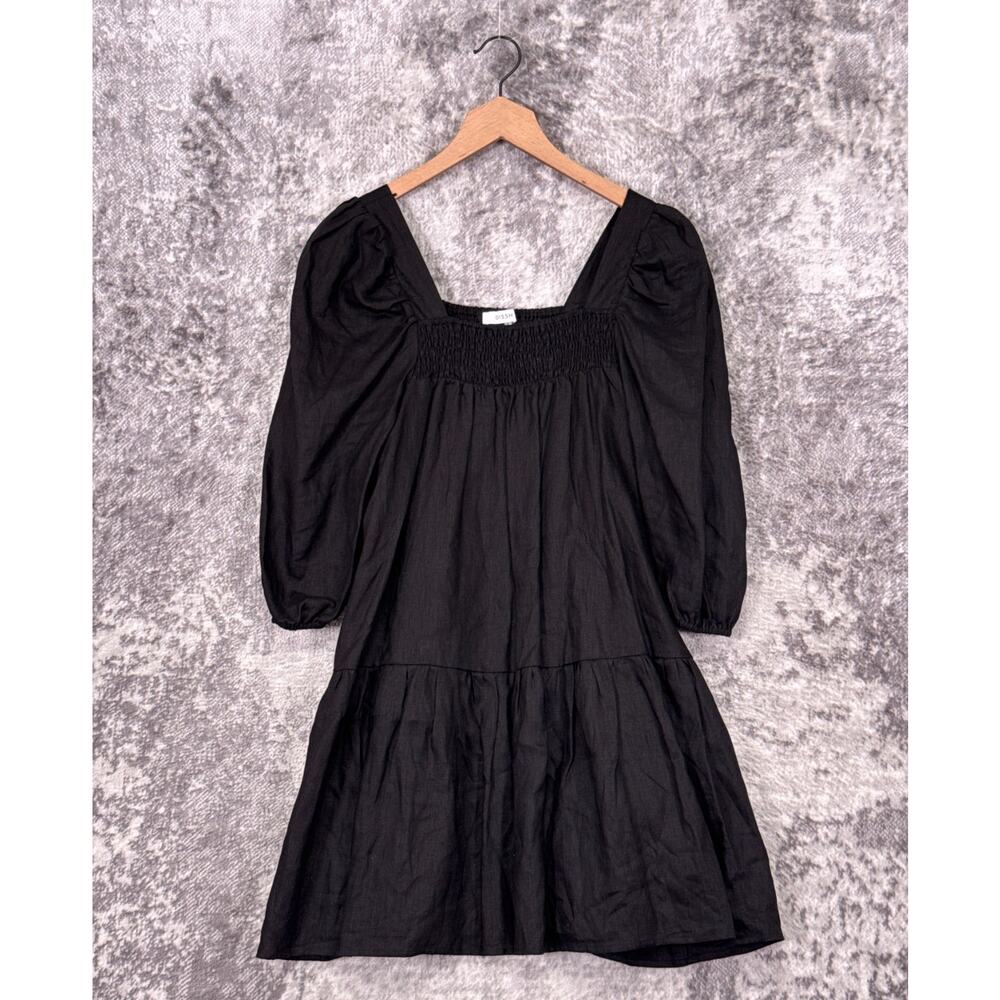 DISSH Black Mini Dress with Puff Sleeves